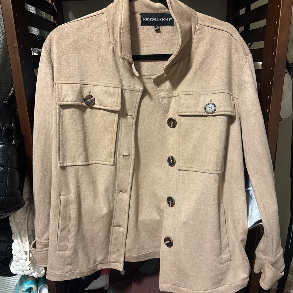 Kendall & Kylie Beige Utility Jacket with Front Pockets